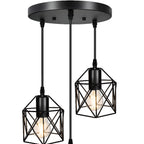 Industrial Black 1/3 Light Pendant Lights for Kitchen Island Hanging