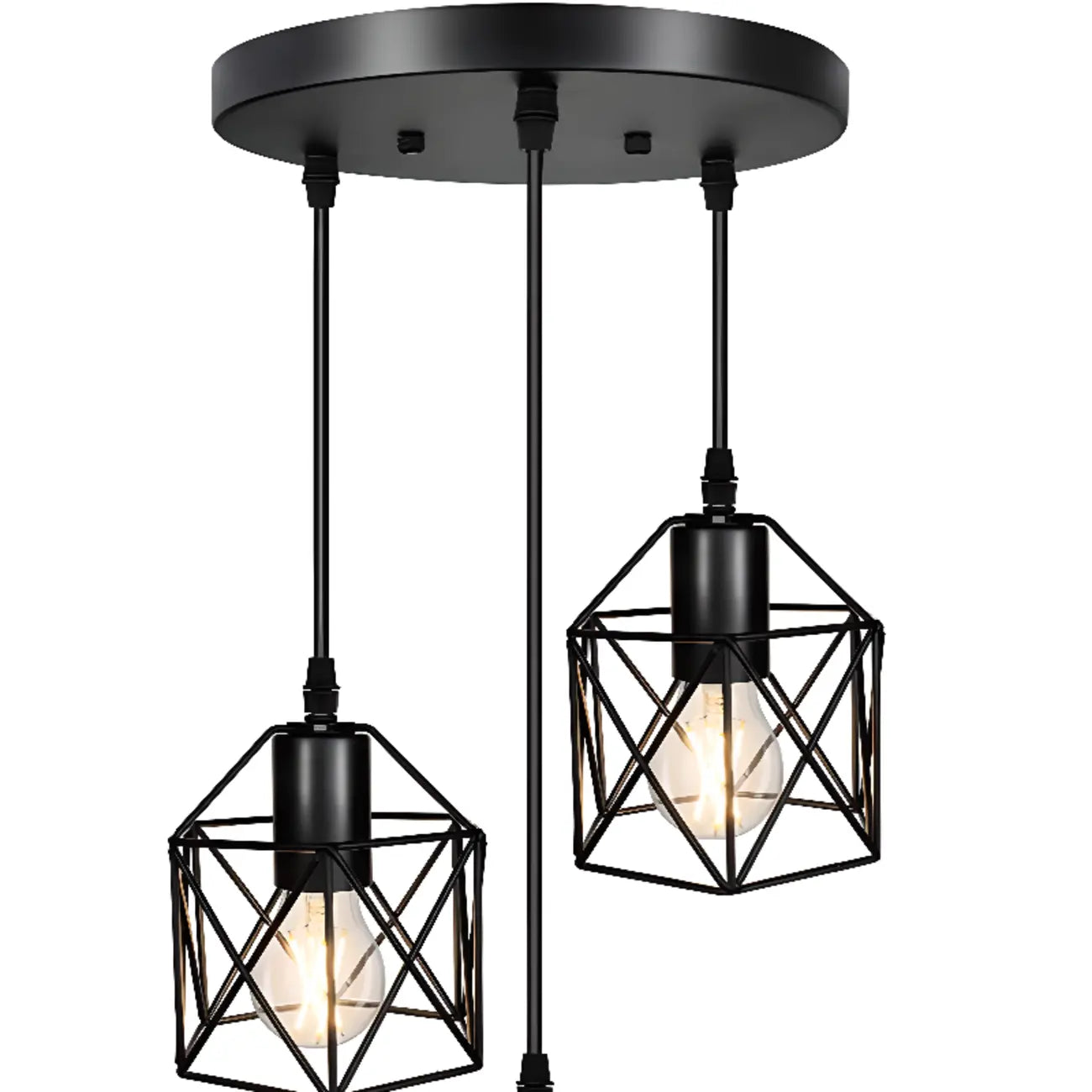 Industrial Black 1/3 Light Pendant Lights for Kitchen Island Hanging