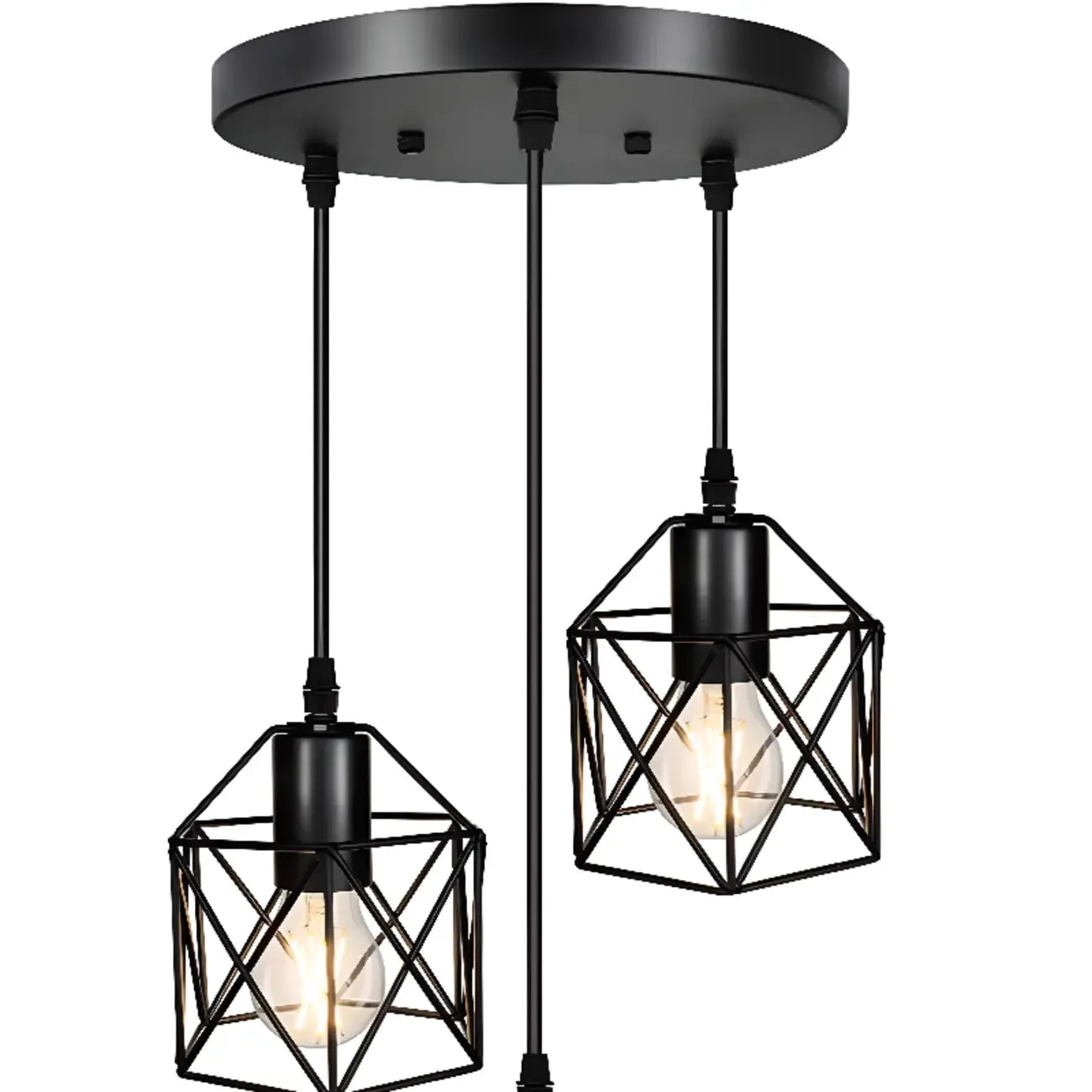 Industrial Black 1/3 Light Pendant Lights for Kitchen Island Hanging