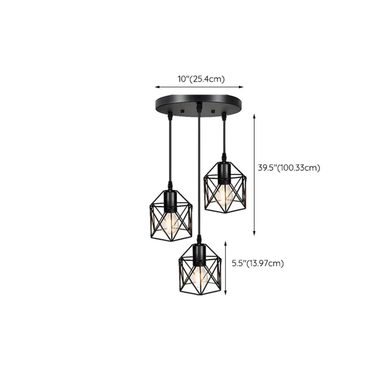 Industrial Black 1/3 Light Pendant Lights for Kitchen Island Hanging