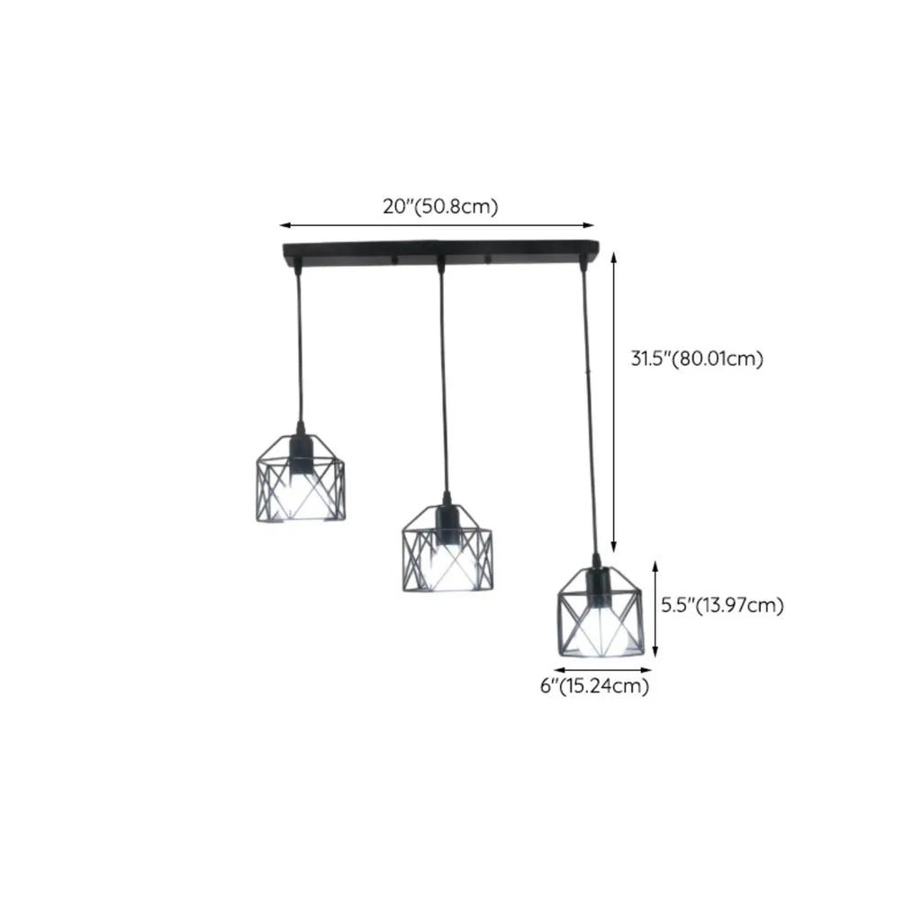 Industrial Black 1/3 Light Pendant Lights for Kitchen Island Hanging