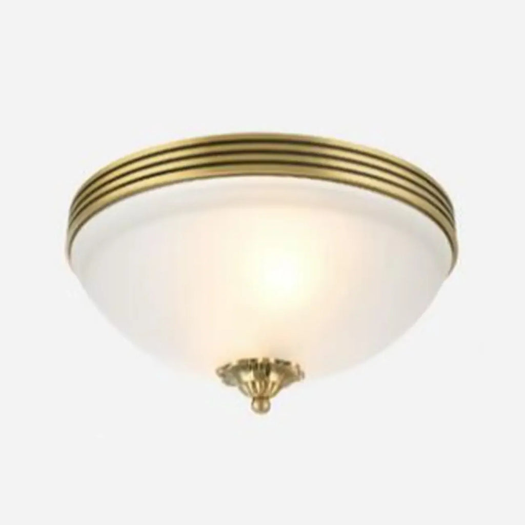 Victorian White Glass Brass Dome Flush Mount Light