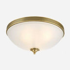 Victorian White Glass Brass Dome Flush Mount Light