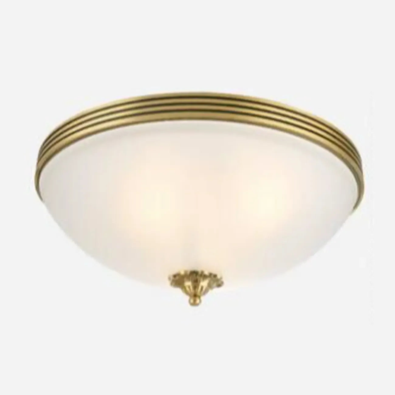 Victorian White Glass Brass Dome Flush Mount Light