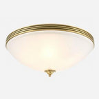 Victorian White Glass Brass Dome Flush Mount Light