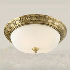 Victorian White Glass Brass Dome Flush Mount Light