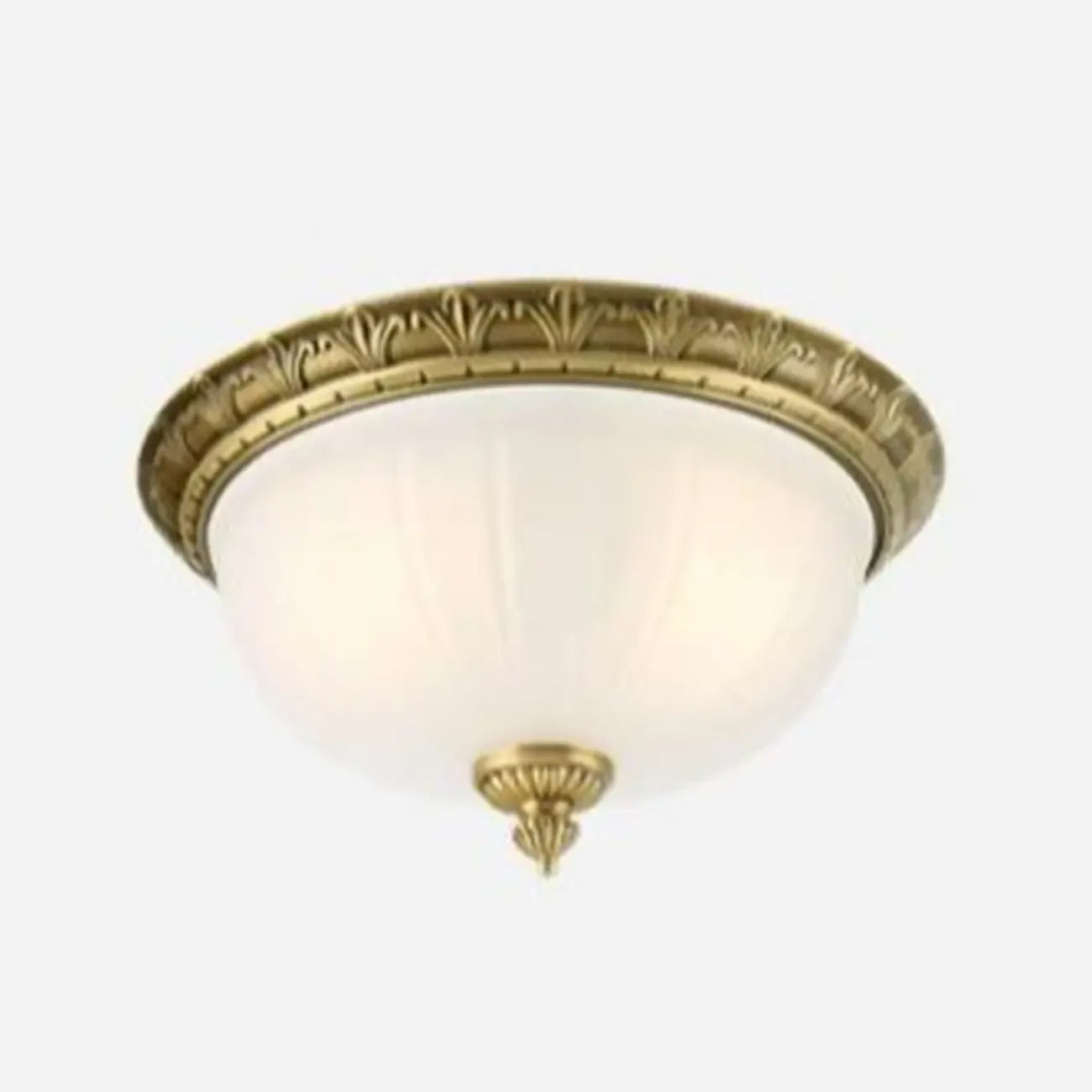 Victorian White Glass Brass Dome Flush Mount Light