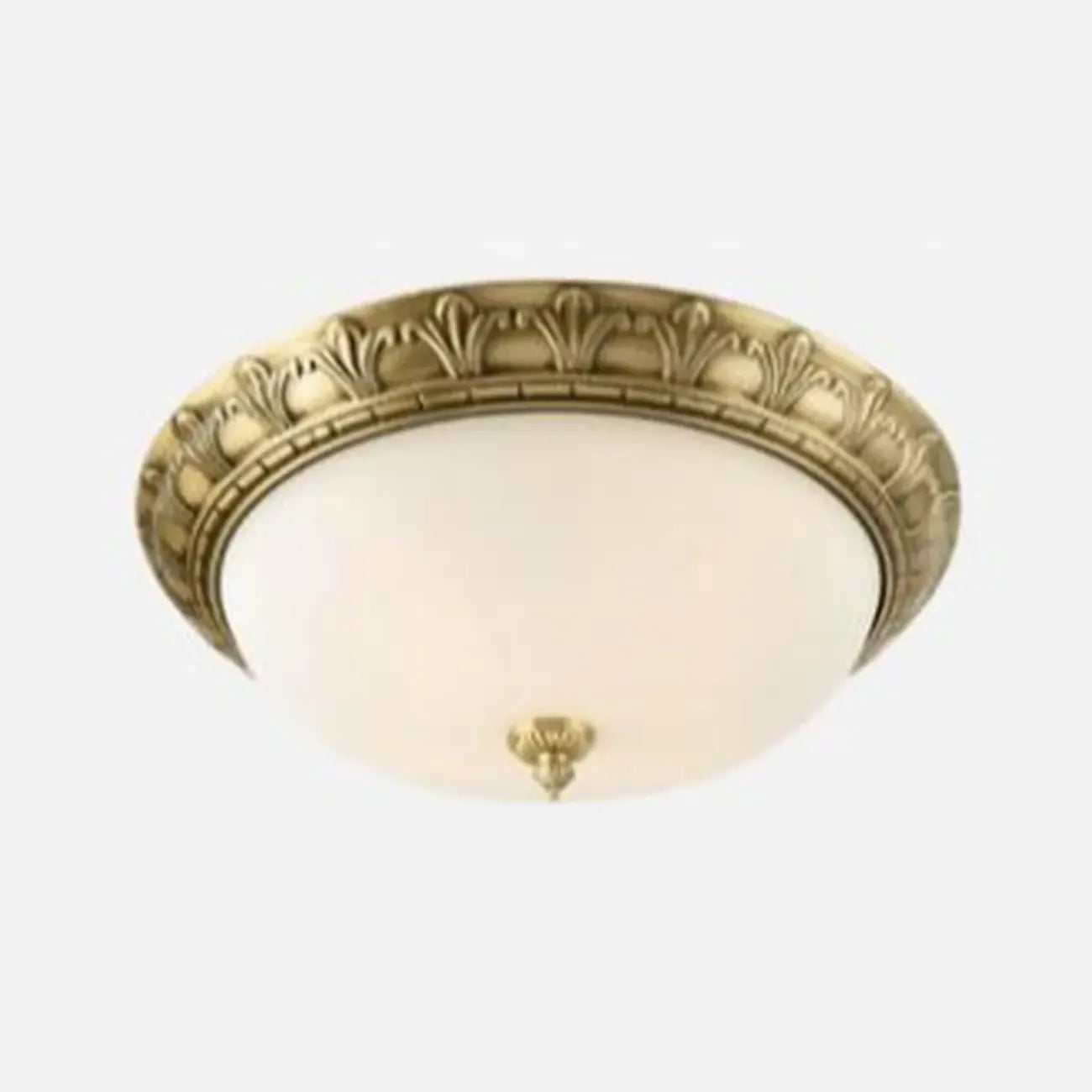 Victorian White Glass Brass Dome Flush Mount Light