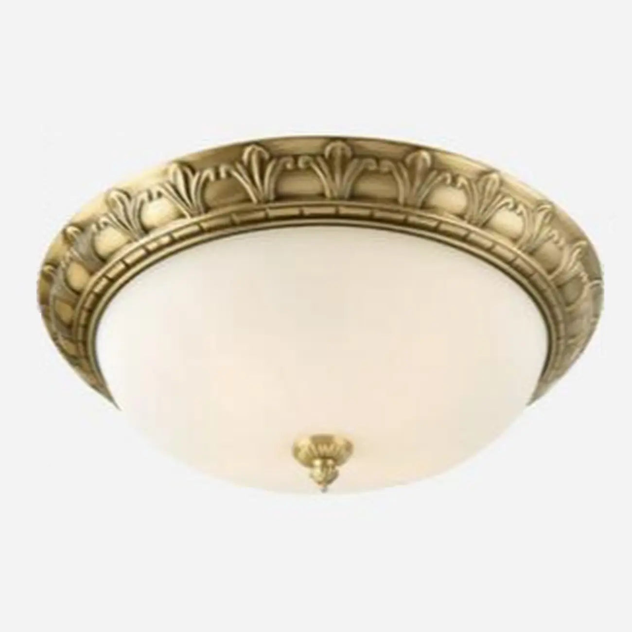 Victorian White Glass Brass Dome Flush Mount Light