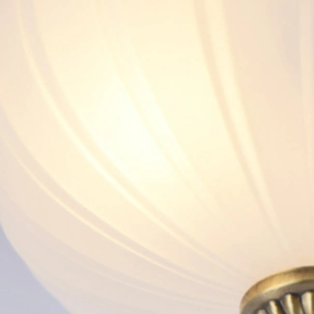 Victorian White Glass Brass Dome Flush Mount Light