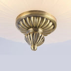 Victorian White Glass Brass Dome Flush Mount Light