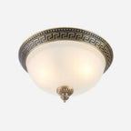 Victorian White Glass Brass Dome Flush Mount Light