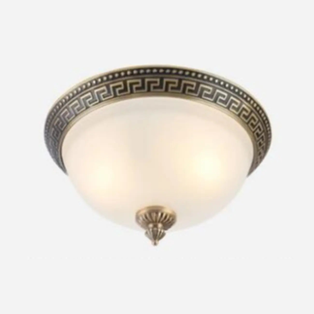 Victorian White Glass Brass Dome Flush Mount Light
