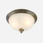 Victorian White Glass Brass Dome Flush Mount Light