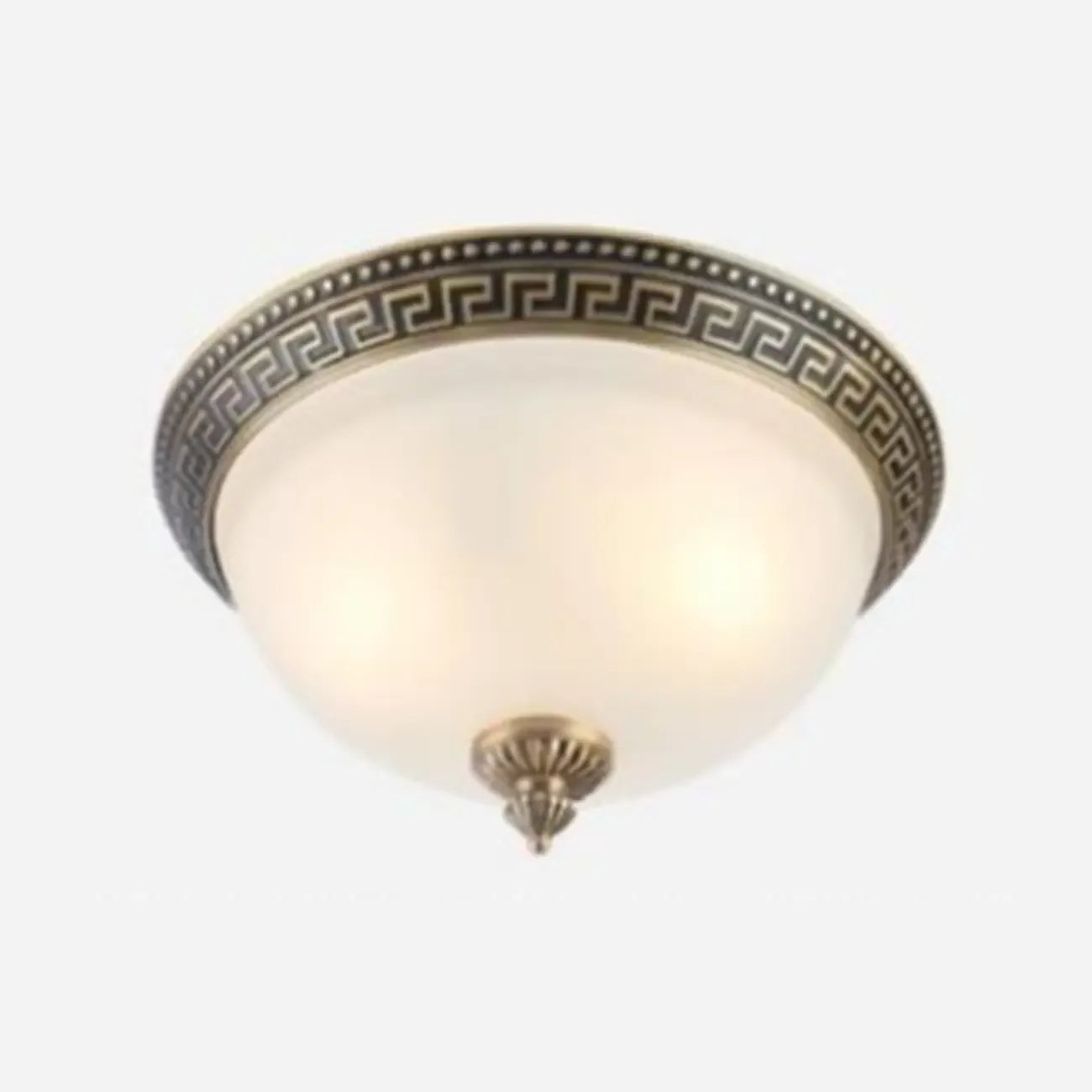 Victorian White Glass Brass Dome Flush Mount Light