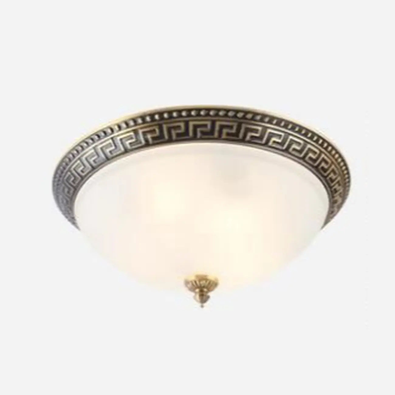 Victorian White Glass Brass Dome Flush Mount Light