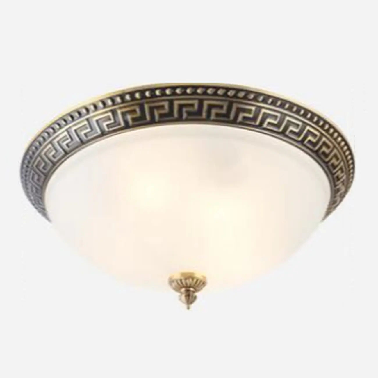 Victorian White Glass Brass Dome Flush Mount Light