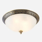 Victorian White Glass Brass Dome Flush Mount Light