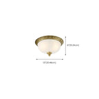 Victorian White Glass Brass Dome Flush Mount Light