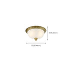 Victorian White Glass Brass Dome Flush Mount Light