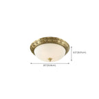 Victorian White Glass Brass Dome Flush Mount Light