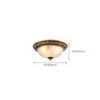 Victorian White Glass Brass Dome Flush Mount Light