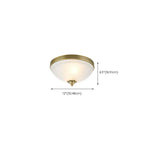 Victorian White Glass Brass Dome Flush Mount Light