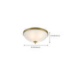 Victorian White Glass Brass Dome Flush Mount Light
