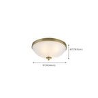 Victorian White Glass Brass Dome Flush Mount Light