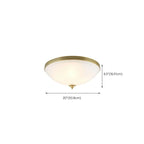 Victorian White Glass Brass Dome Flush Mount Light
