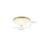 Victorian White Glass Brass Dome Flush Mount Light