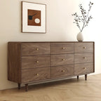 Mid-Century Modern Brown Wood Storage Cabinet for Living Room