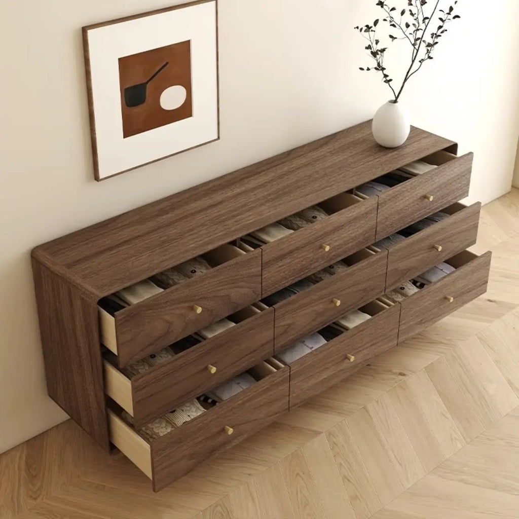 Mid-Century Modern Brown Wood Storage Cabinet for Living Room