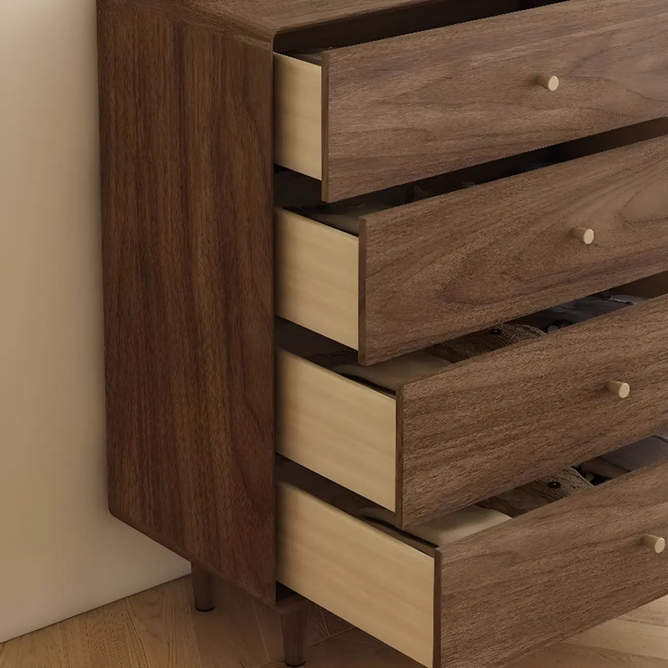 Mid-Century Modern Brown Wood Storage Cabinet for Living Room