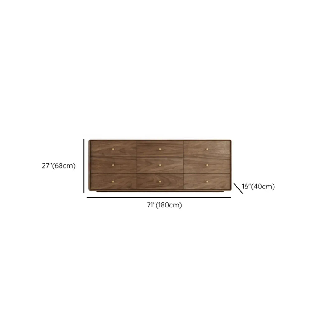 Mid-Century Modern Brown Wood Storage Cabinet for Living Room