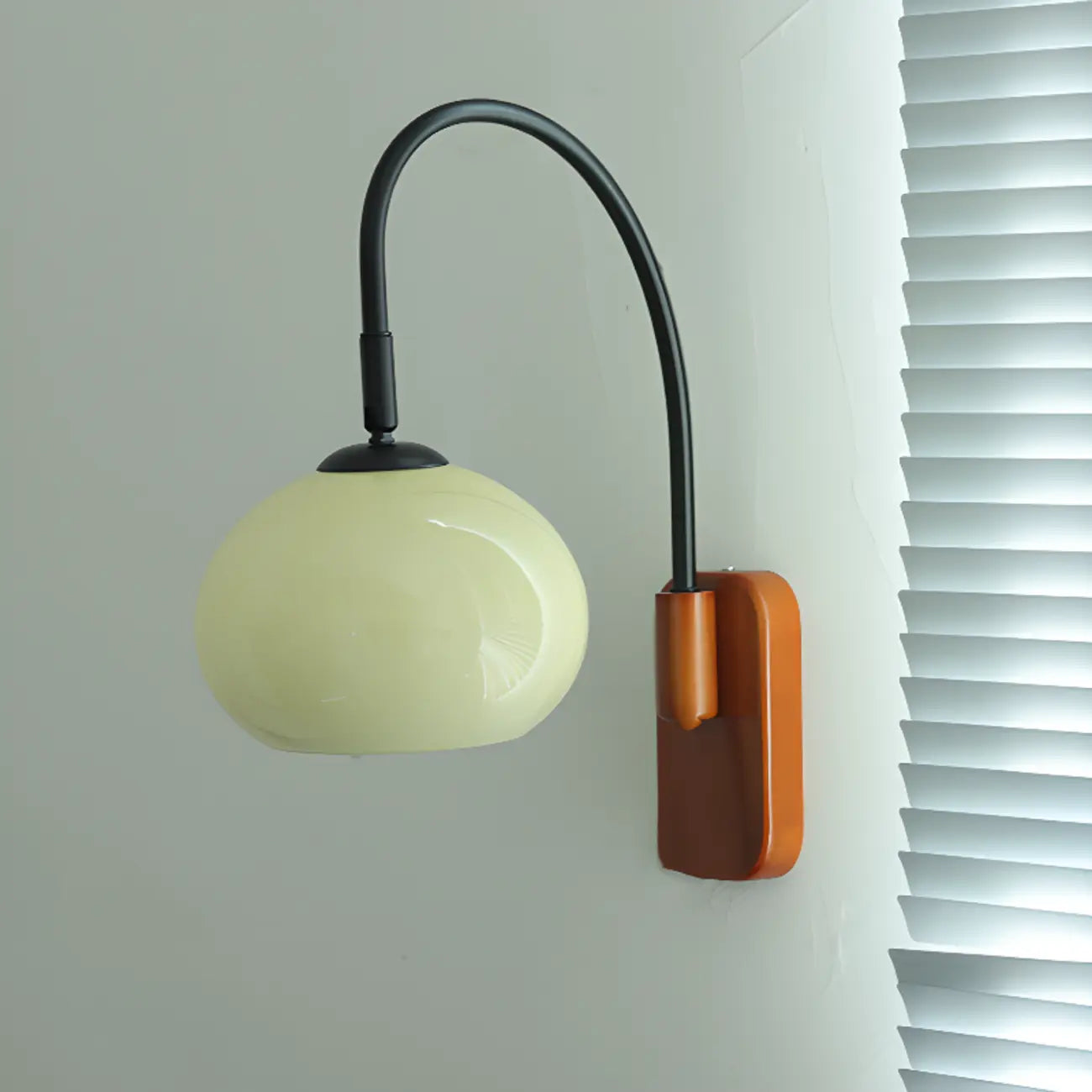 Vintage Brown Drum Shape Milk Glass Indoor Wall Sconce