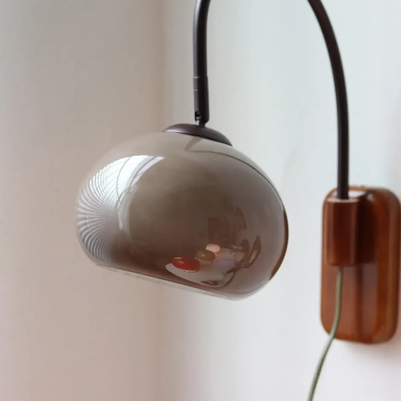 Vintage Brown Drum Shape Milk Glass Indoor Wall Sconce