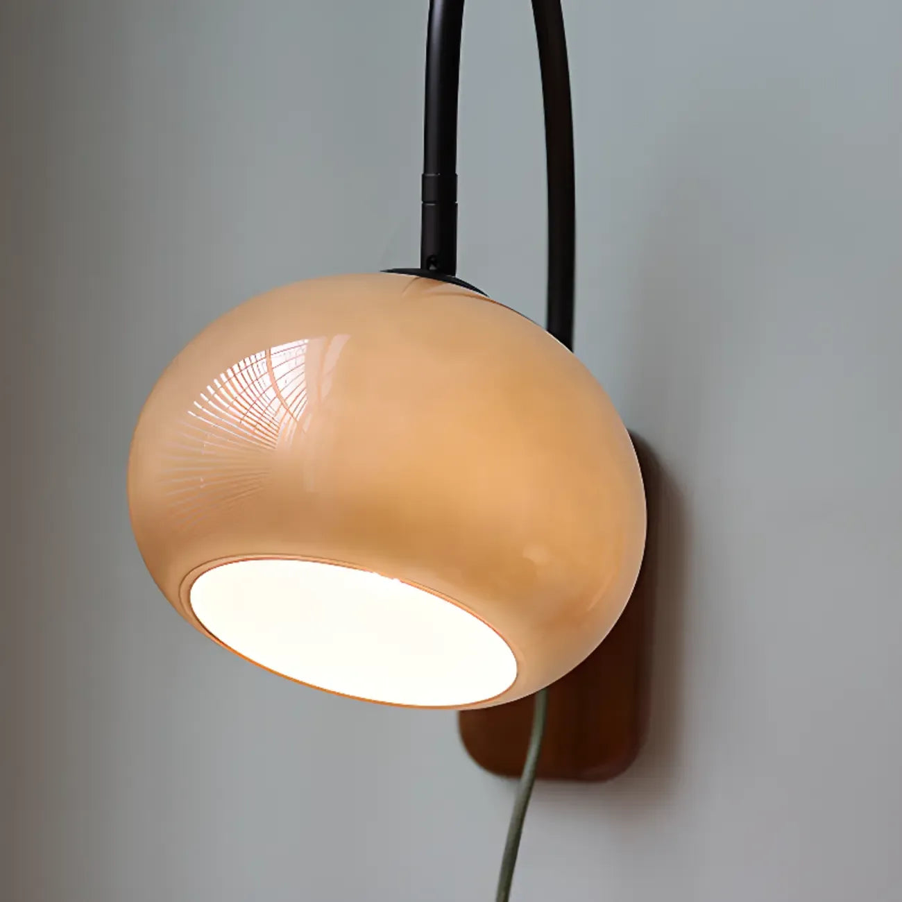 Vintage Brown Drum Shape Milk Glass Indoor Wall Sconce