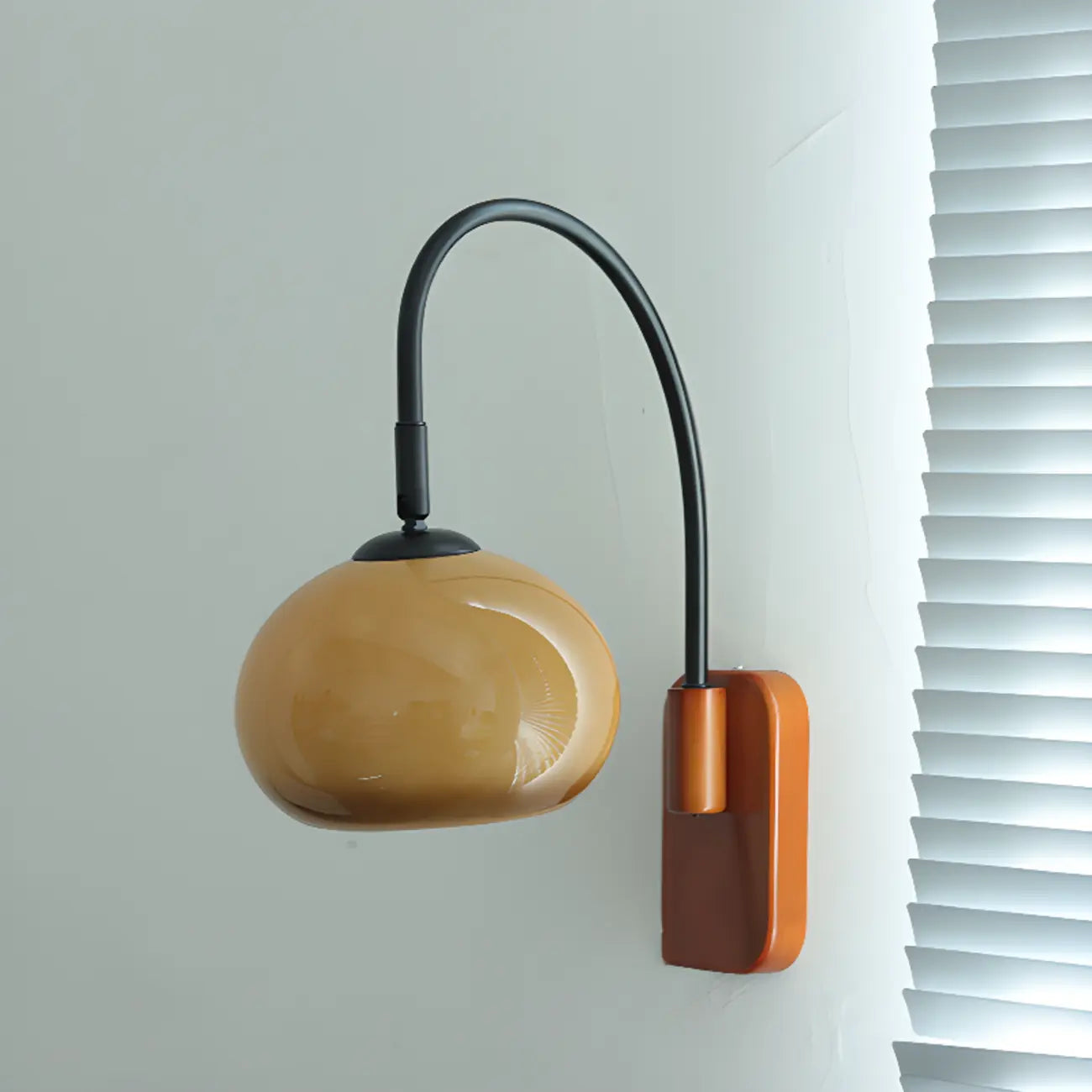 Vintage Brown Drum Shape Milk Glass Indoor Wall Sconce