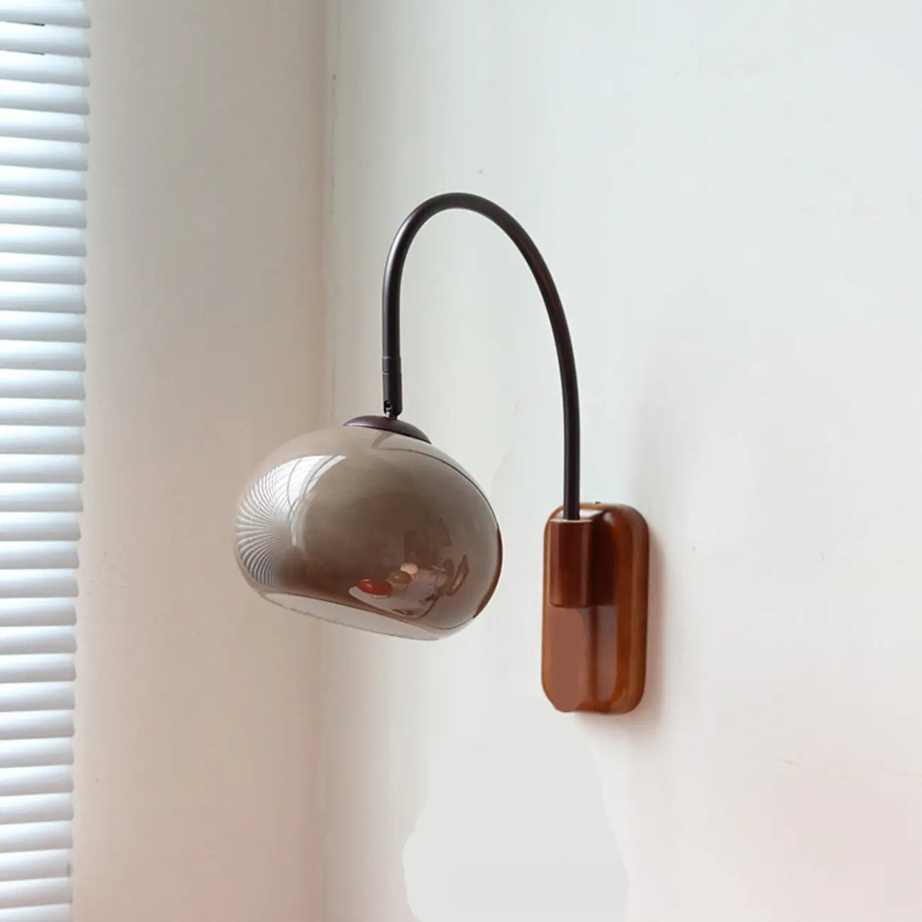 Vintage Brown Drum Shape Milk Glass Indoor Wall Sconce