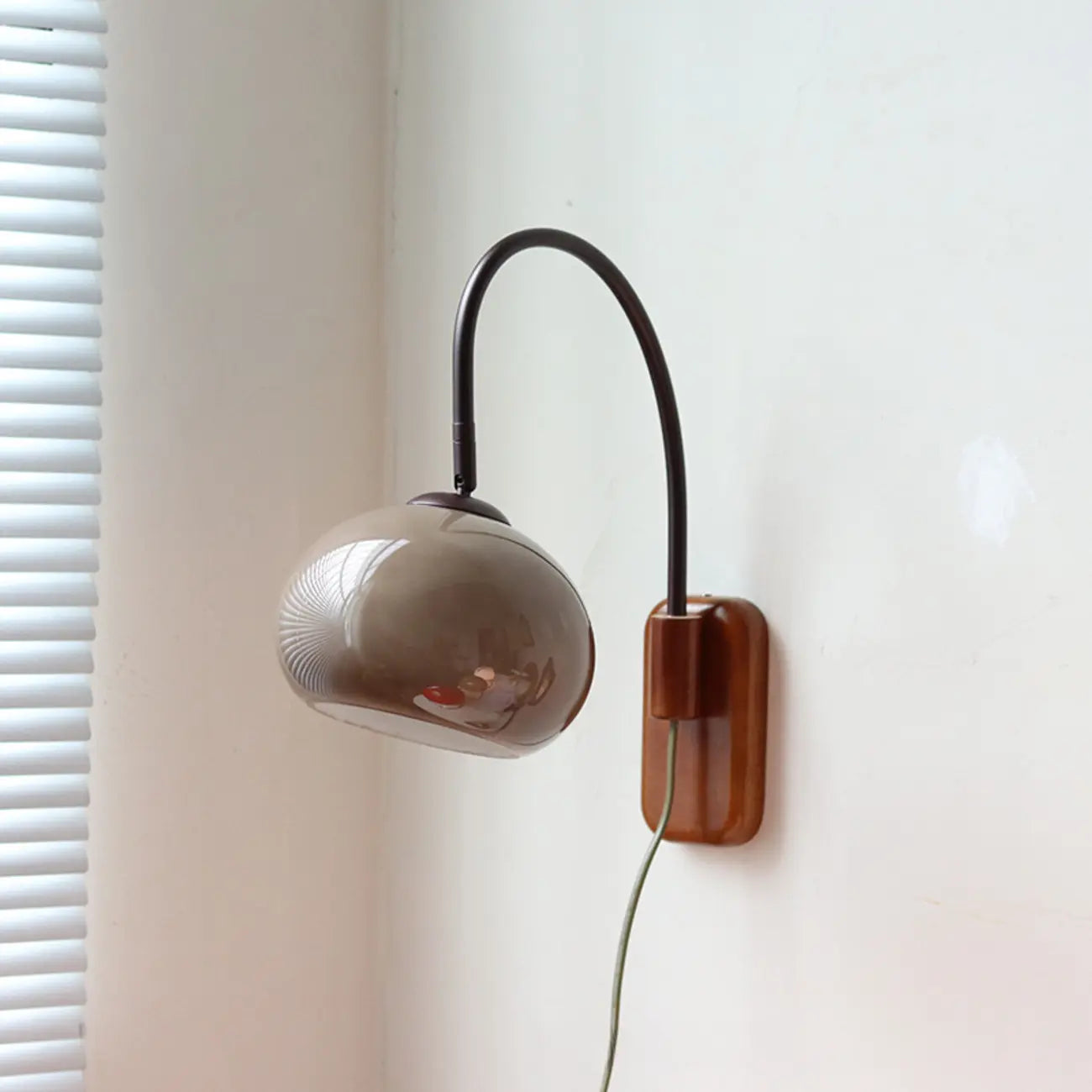 Vintage Brown Drum Shape Milk Glass Indoor Wall Sconce
