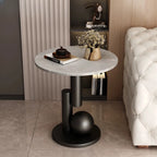 Glam Round Stone Top End Table Abstract Base