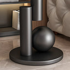 Glam Round Stone Top End Table Abstract Base