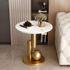 Glam Round Stone Top End Table Abstract Base