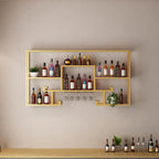 Multi-Shelf Metal Wall-Mounted Wine Bottle & Glass Rack