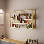 Multi-Shelf Metal Wall-Mounted Wine Bottle & Glass Rack