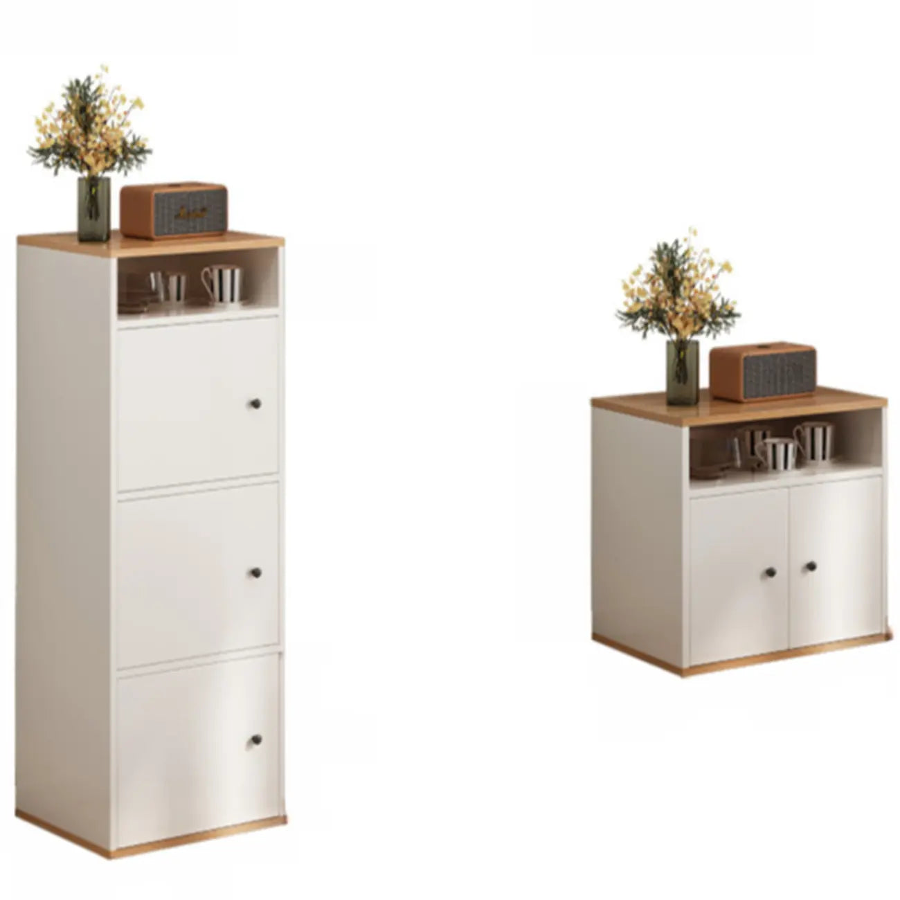 Modern White Wooden Utility Storage Cabinet for Living Room