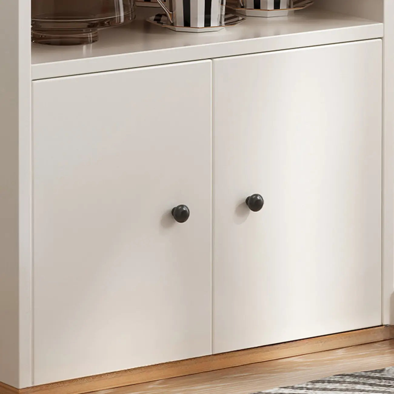 Modern White Wooden Utility Storage Cabinet for Living Room