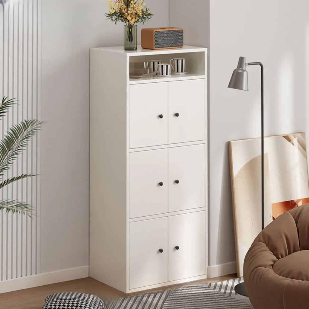 Modern White Wooden Utility Storage Cabinet for Living Room