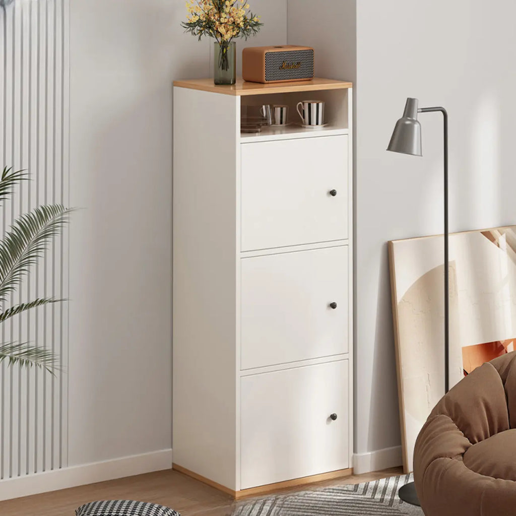 Modern White Wooden Utility Storage Cabinet for Living Room